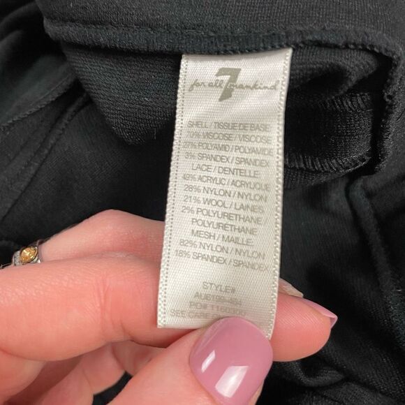 7 for all Mankind Women Medium Black Embroidered Lace Wool Pull on Leggings NWOT - Picture 4 of 8